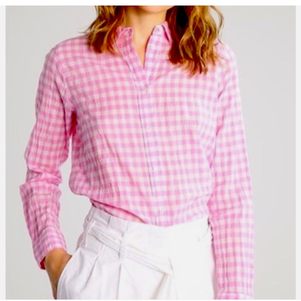 J Crew Pink/white pattern, Cotton Shirt size 8Tall
